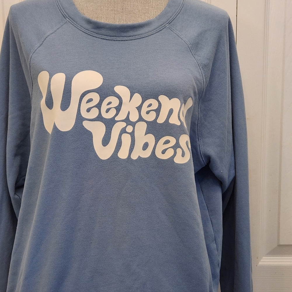 Loft Lou & Grey Mid Blue Weekend Vibes Sweatshirt